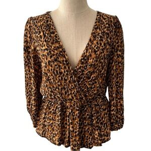 Zara cheetah leopard print TRF peplum blouse (NWOT, size L)